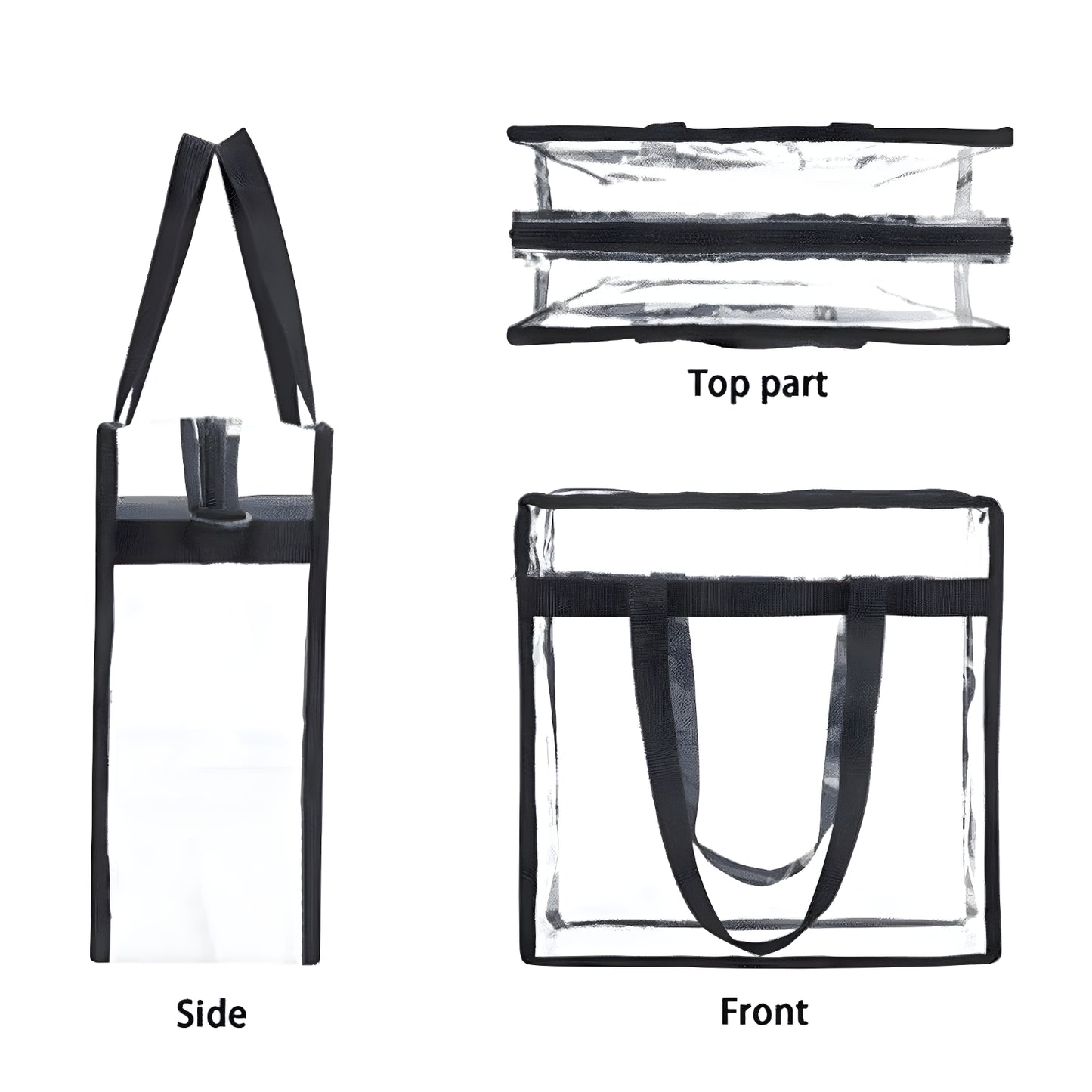 Clear Stadium Tote Bag with Zipper 10X10X5 NFL Stadium Approved Transparent Bag