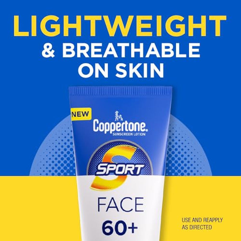 Coppertone Sport Face Sunscreen Lotion SPF 60 Clear No White Cast 2.5 Fl Oz
