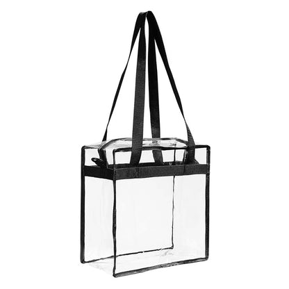 2X Clear PVC Tote Bag Women Large Transparent Handbag Zip Purse Stadium Security