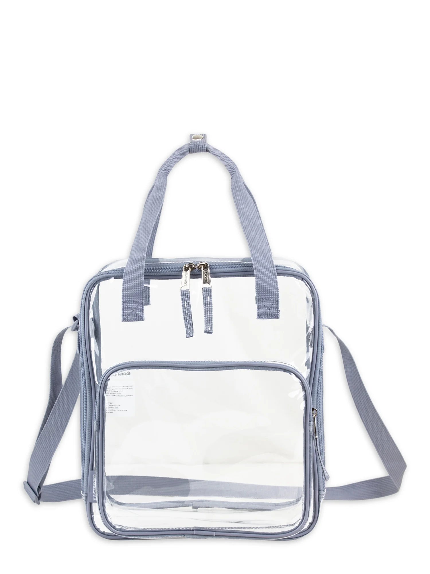 Unisex Clear Double Handle Stadium Approved Tote, Grey Trim