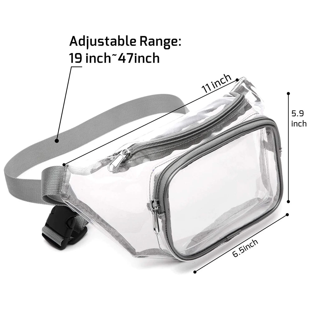 Clear Fanny Pack Stadium Approved Waist Packs for Women Men Waterproof Waist Bag Clear Purse Transparent Belt Bag for Concerts