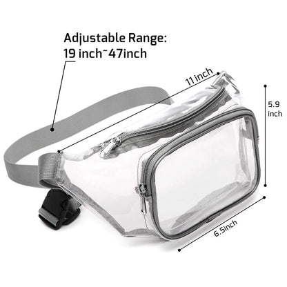 Clear Fanny Pack Stadium Approved Waist Packs for Women Men Waterproof Waist Bag Clear Purse Transparent Belt Bag for Concerts