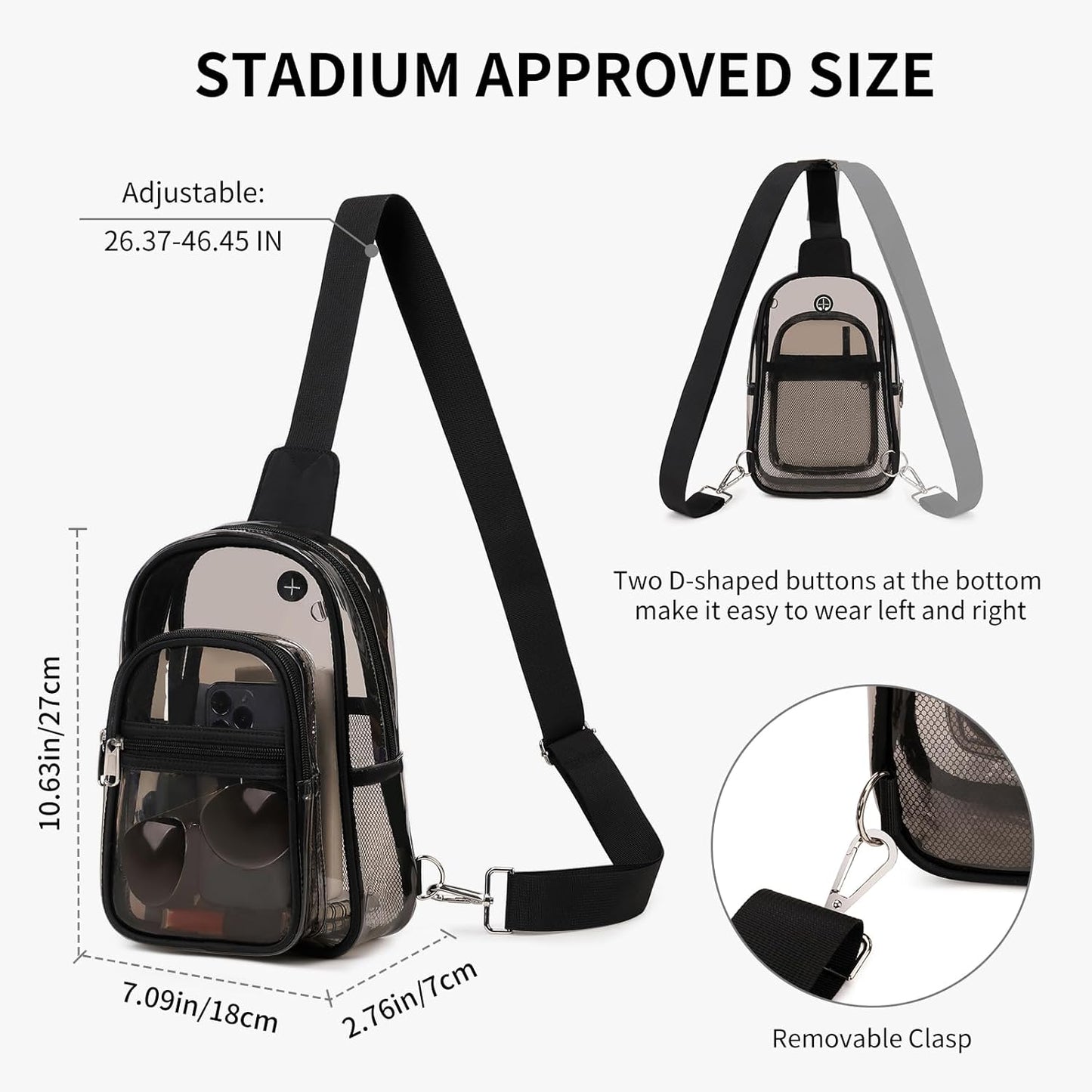 Clear Bag for Stadium Events, Clear Backpack Purse for Women Waterproof TPU Cros