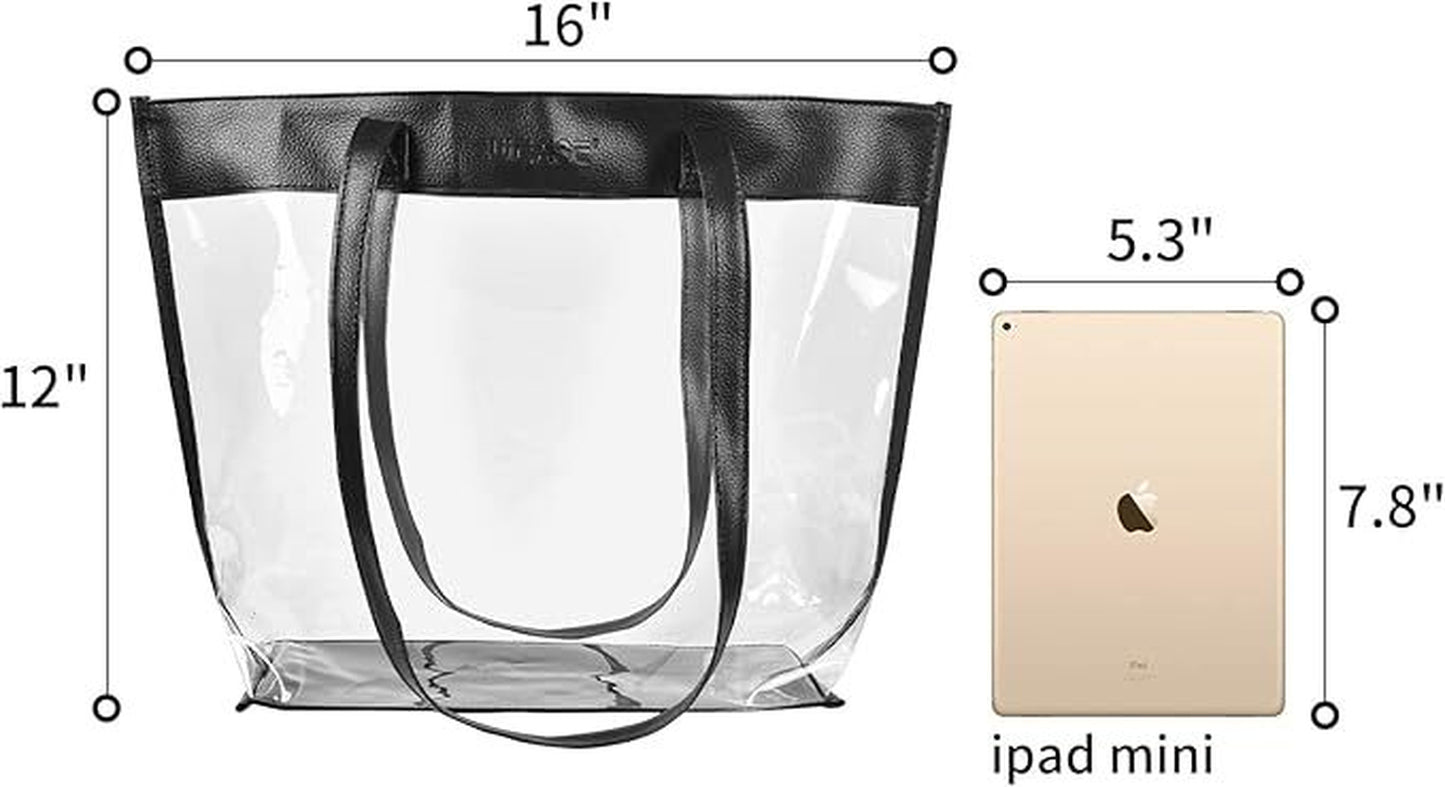 Women Clear Large Tote Bags Stadium Approved with Magnetic Buckle Closure