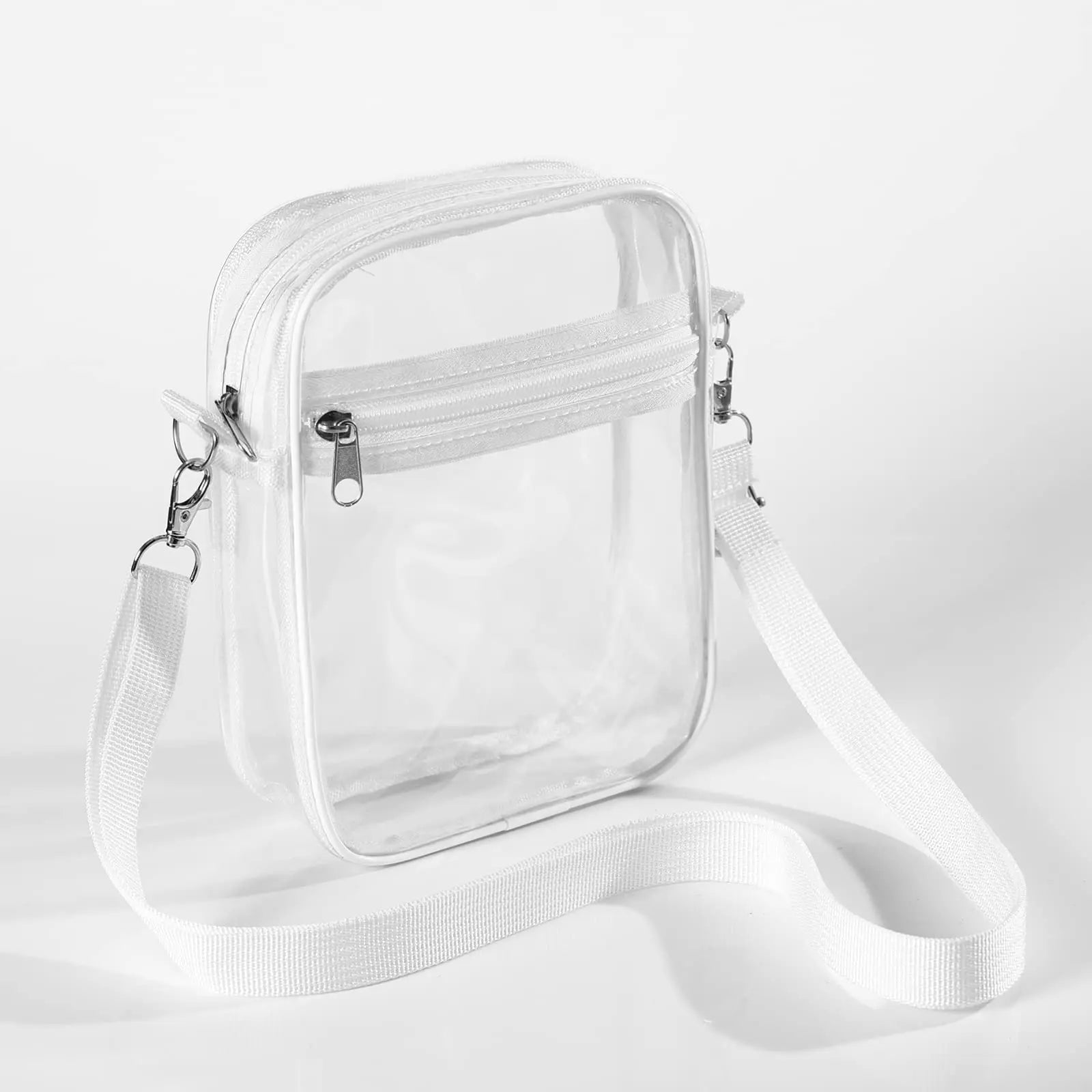 Women Clear Shoulder Bag Stadium Approved PVC Concert Transparent Purse Simple Crossbody Bag with Front Pocket Casual Handbag