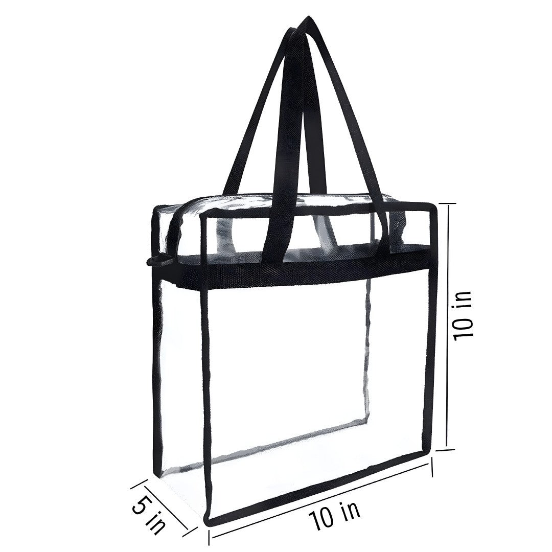 Clear Stadium Tote Bag with Zipper 10X10X5 NFL Stadium Approved Transparent Bag