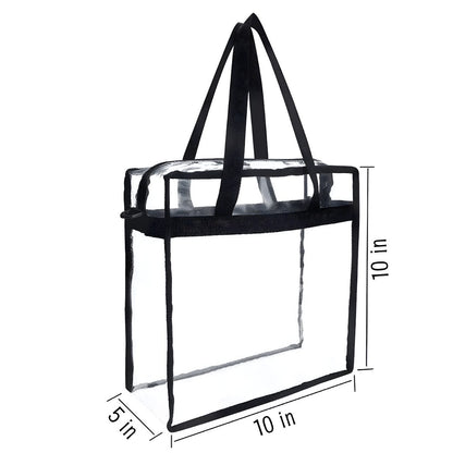Clear Stadium Tote Bag with Zipper 10X10X5 NFL Stadium Approved Transparent Bag