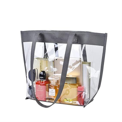 Women Clear Large Tote Bags Stadium Approved with Magnetic Buckle Closure