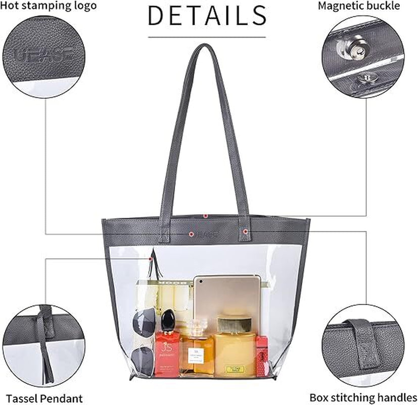 Women Clear Large Tote Bags Stadium Approved with Magnetic Buckle Closure