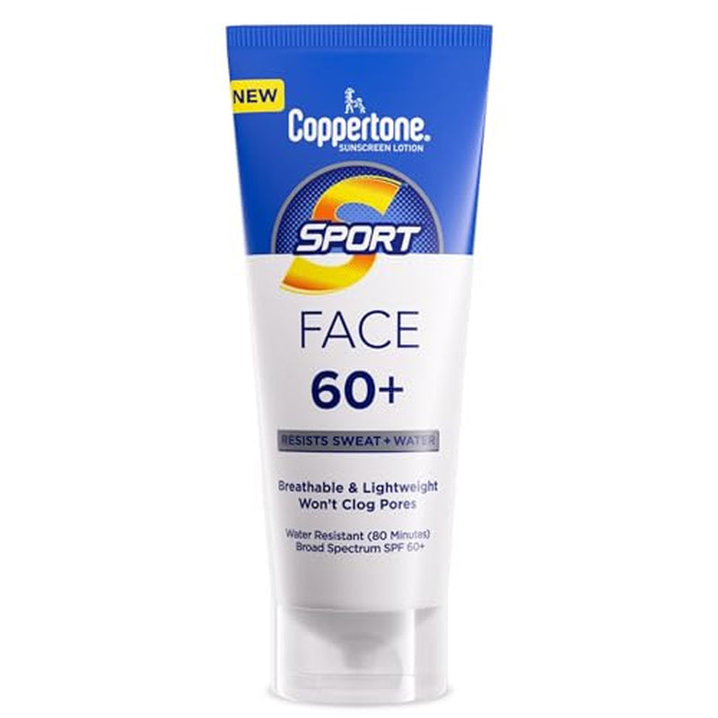 Coppertone Sport Face Sunscreen Lotion SPF 60 Clear No White Cast 2.5 Fl Oz