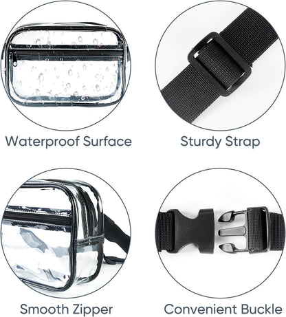 Clear Fanny Pack for Stadium Events - Clear Bag for Women Men | Lightweight Wais