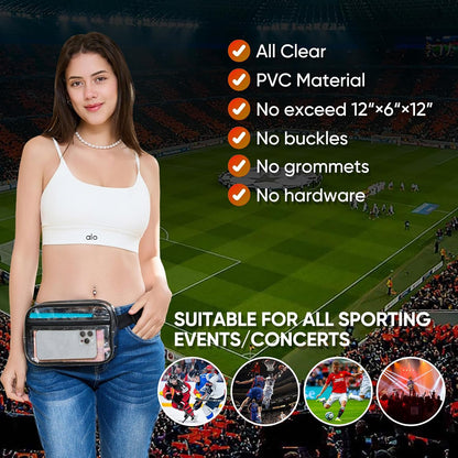 Clear Fanny Pack for Stadium Events - Clear Bag for Women Men | Lightweight Wais