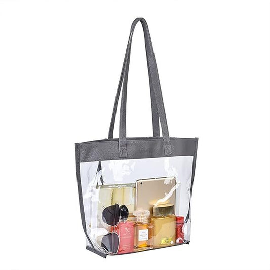 Women Clear Large Tote Bags Stadium Approved with Magnetic Buckle Closure
