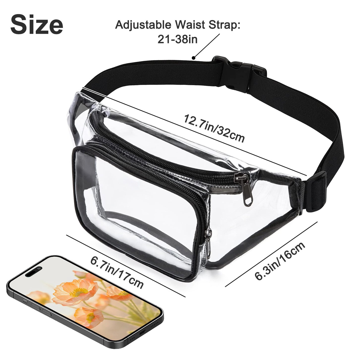 Clear Fanny Pack Men Women Waist Pouch Belt Bag Outdoor Sports Stadium Security