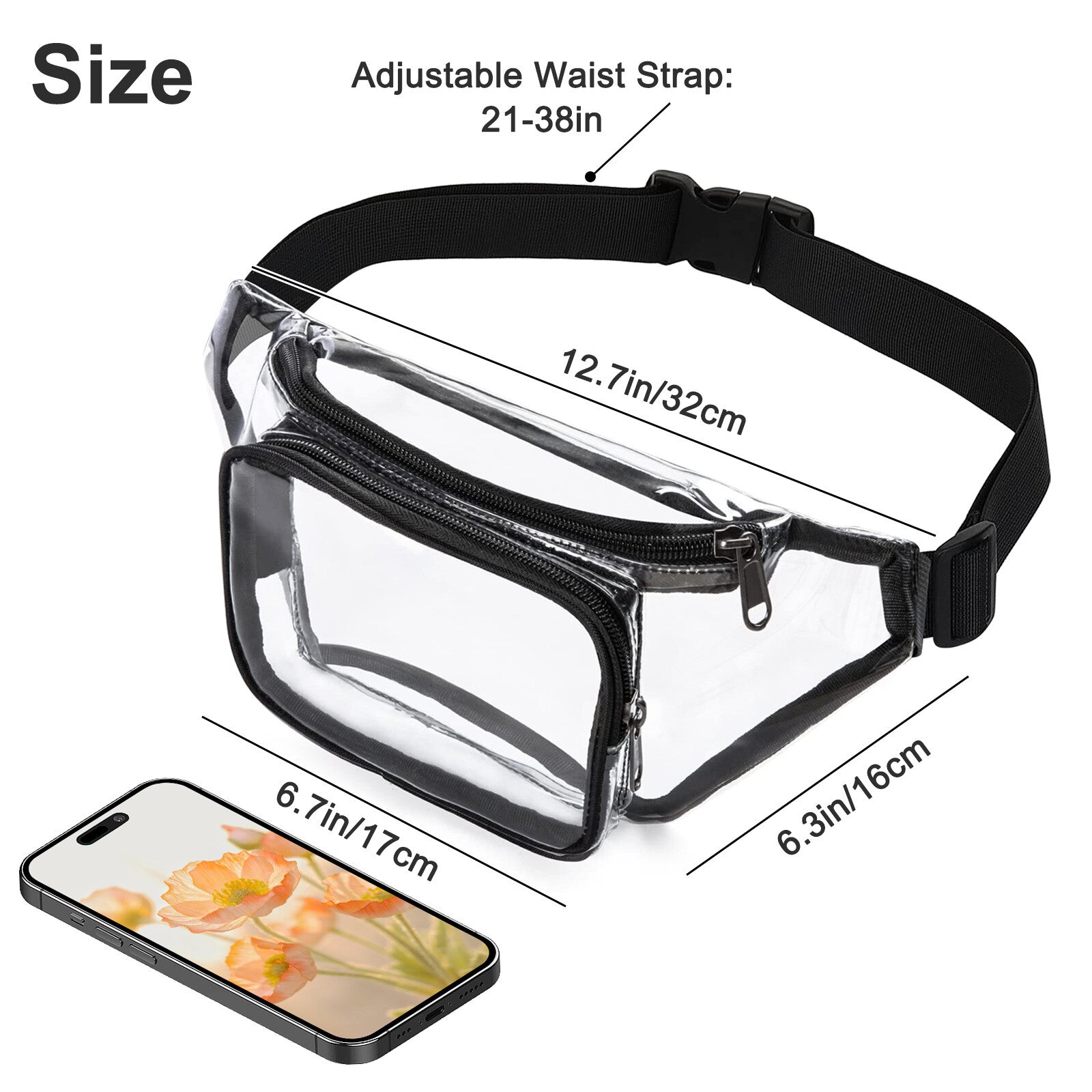 Clear Fanny Pack Men Women Waist Pouch Belt Bag Outdoor Sports Stadium Security