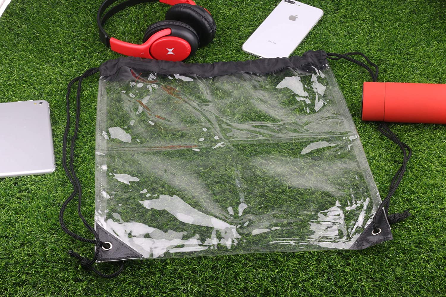 2 Pieces Clear Drawstring Bags, Waterproof Small Clear Bag for Stadium Colleges
