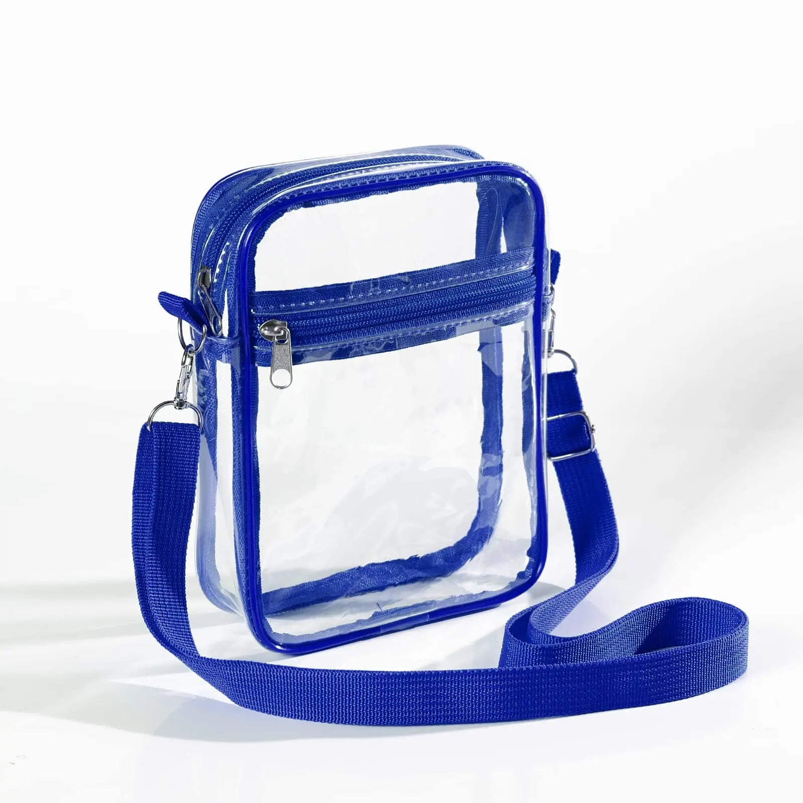Women Clear Shoulder Bag Stadium Approved PVC Concert Transparent Purse Simple Crossbody Bag with Front Pocket Casual Handbag