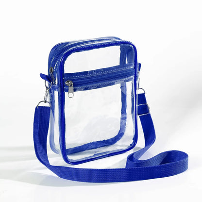 Women Clear Shoulder Bag Stadium Approved PVC Concert Transparent Purse Simple Crossbody Bag with Front Pocket Casual Handbag