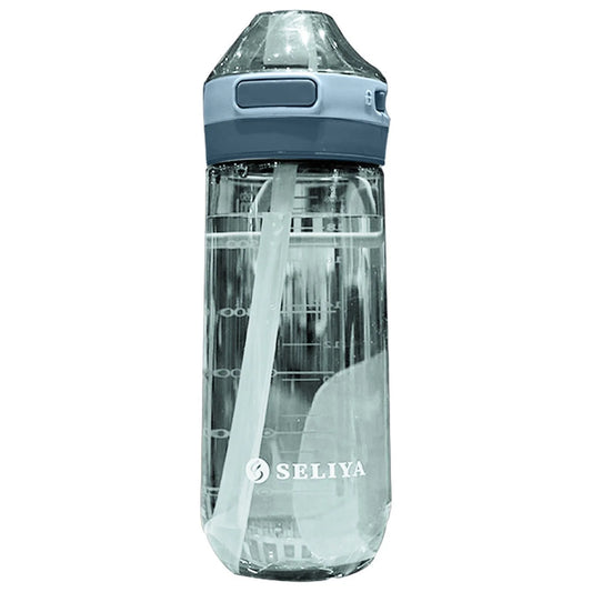 650ML Green Large Capacity Fitness Sports Water Bottle with Straw Cup with Straw Cup with Graduated Flat Spout, Edibility Grade Plastic, Leakproof Popup Cap, for Gym, Outdoor