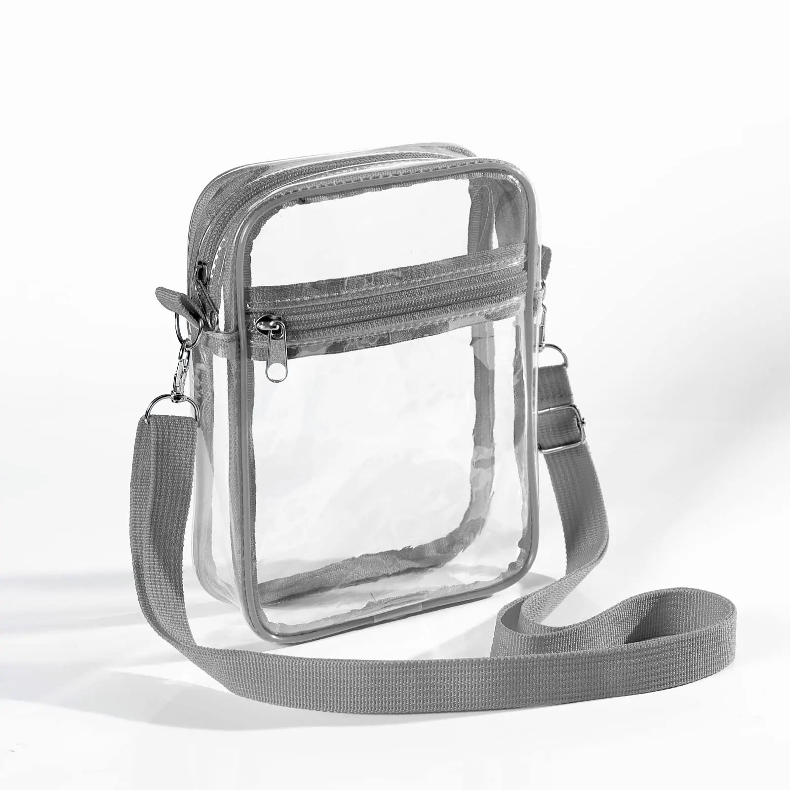 Women Clear Shoulder Bag Stadium Approved PVC Concert Transparent Purse Simple Crossbody Bag with Front Pocket Casual Handbag