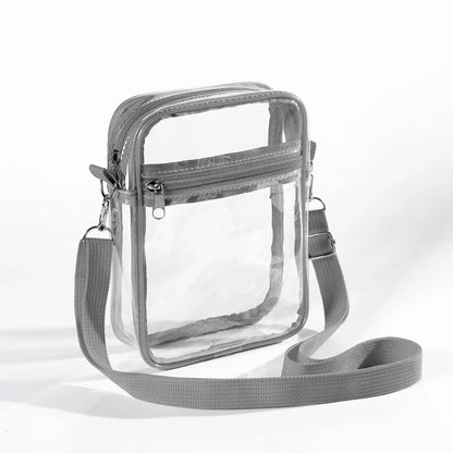 Women Clear Shoulder Bag Stadium Approved PVC Concert Transparent Purse Simple Crossbody Bag with Front Pocket Casual Handbag