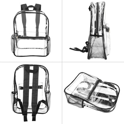 Clear Backpack, Heavy Duty PVC Transparent Backpack, See through Bookbag for Stadium,Travel, School, Black