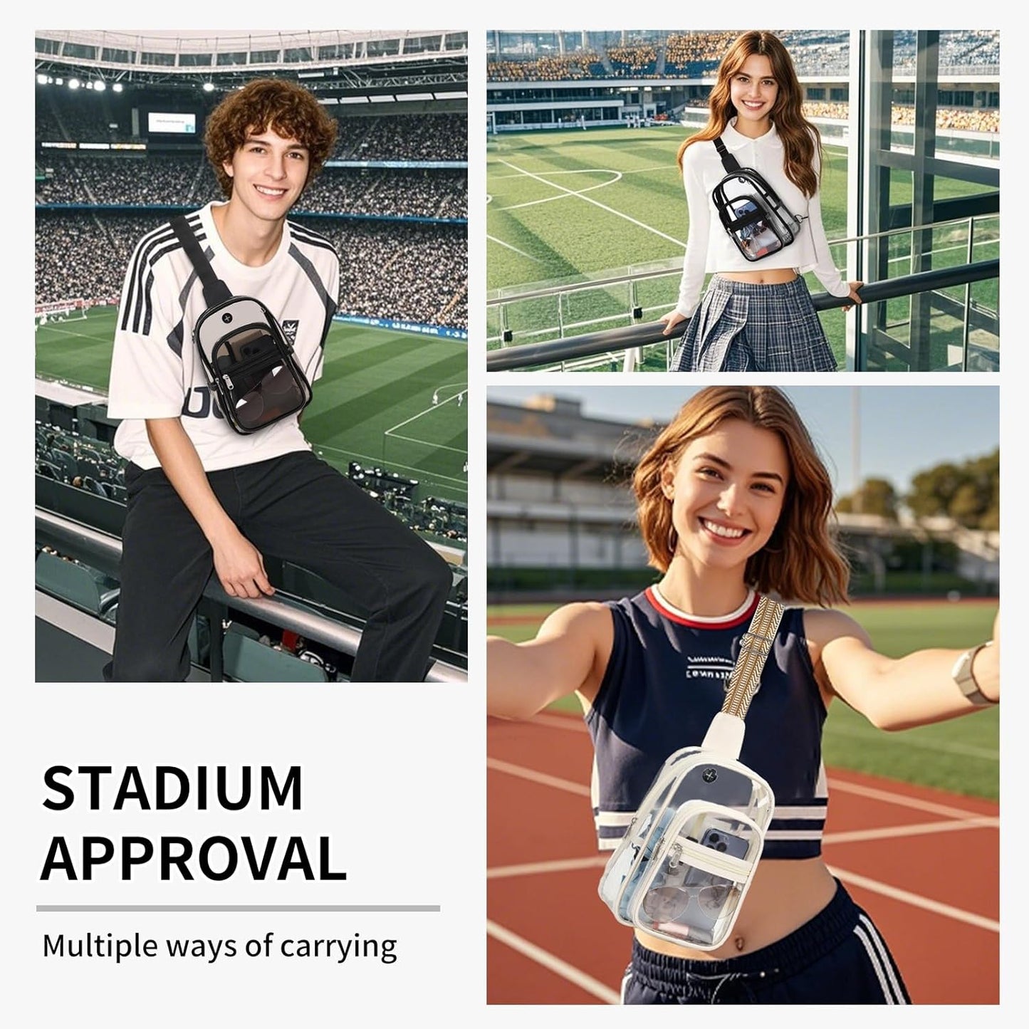 Clear Bag for Stadium Events, Clear Backpack Purse for Women Waterproof TPU Cros