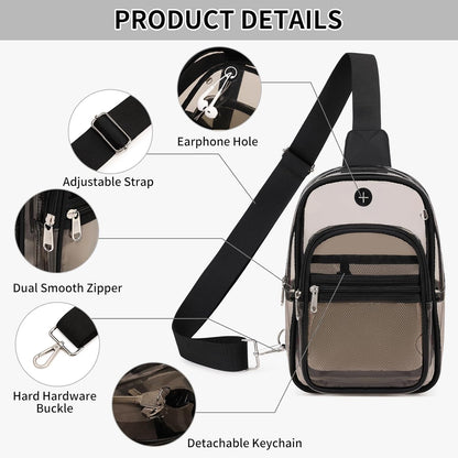 Clear Bag for Stadium Events, Clear Backpack Purse for Women Waterproof TPU Cros