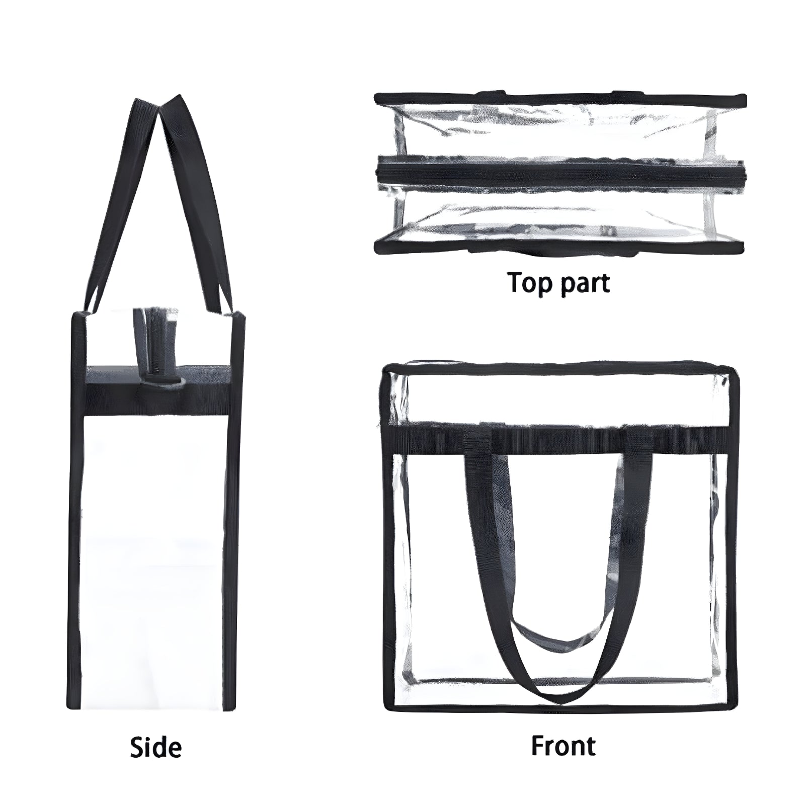 Clear Stadium Tote Bag with Zipper 10X10X5 NFL Stadium Approved Transparent Bag