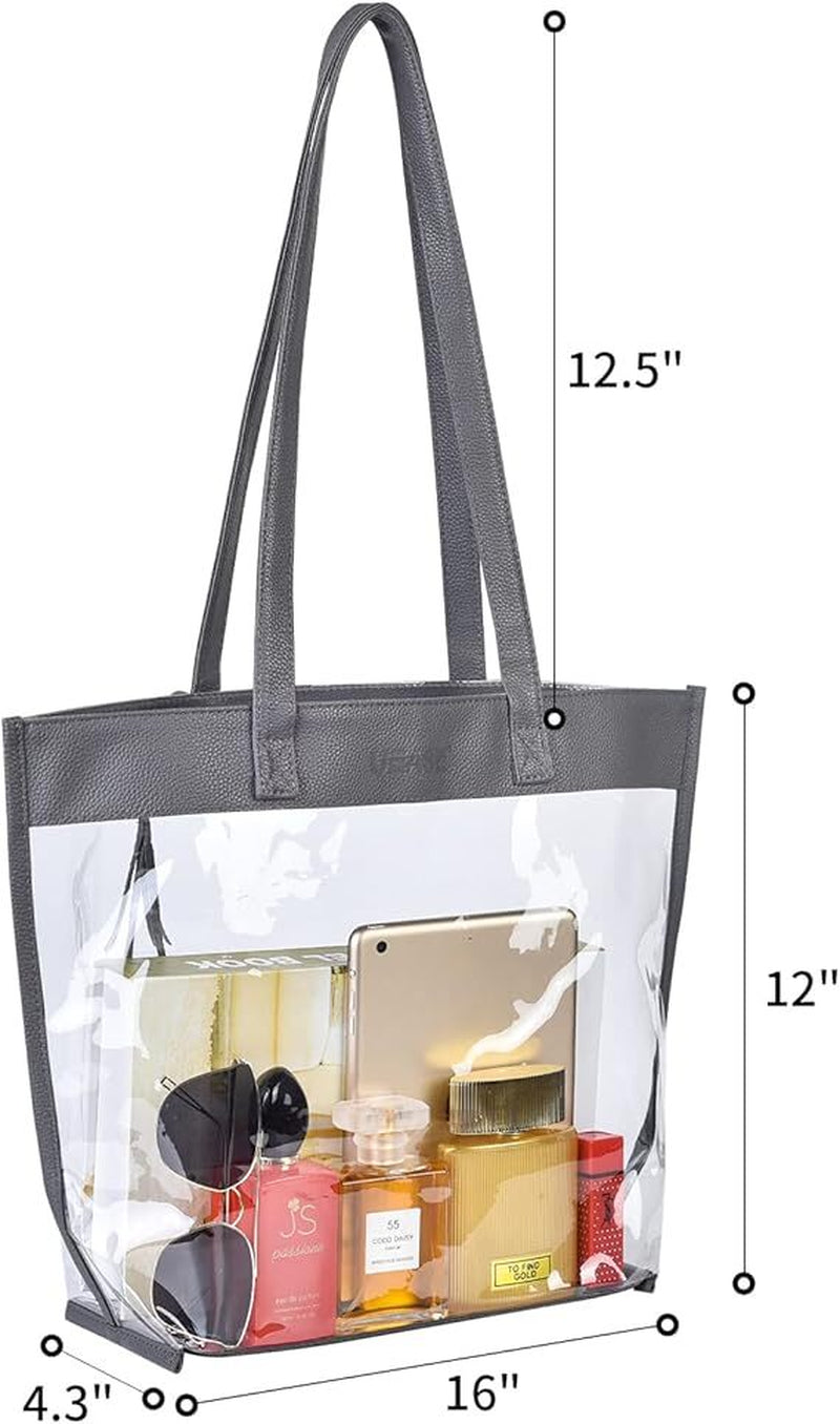 Women Clear Large Tote Bags Stadium Approved with Magnetic Buckle Closure