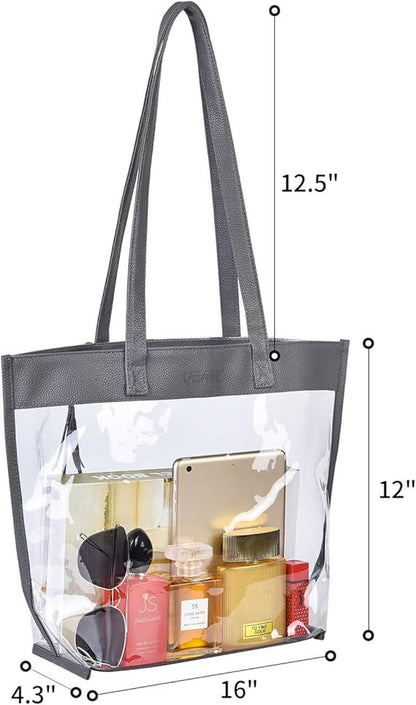 Women Clear Large Tote Bags Stadium Approved with Magnetic Buckle Closure
