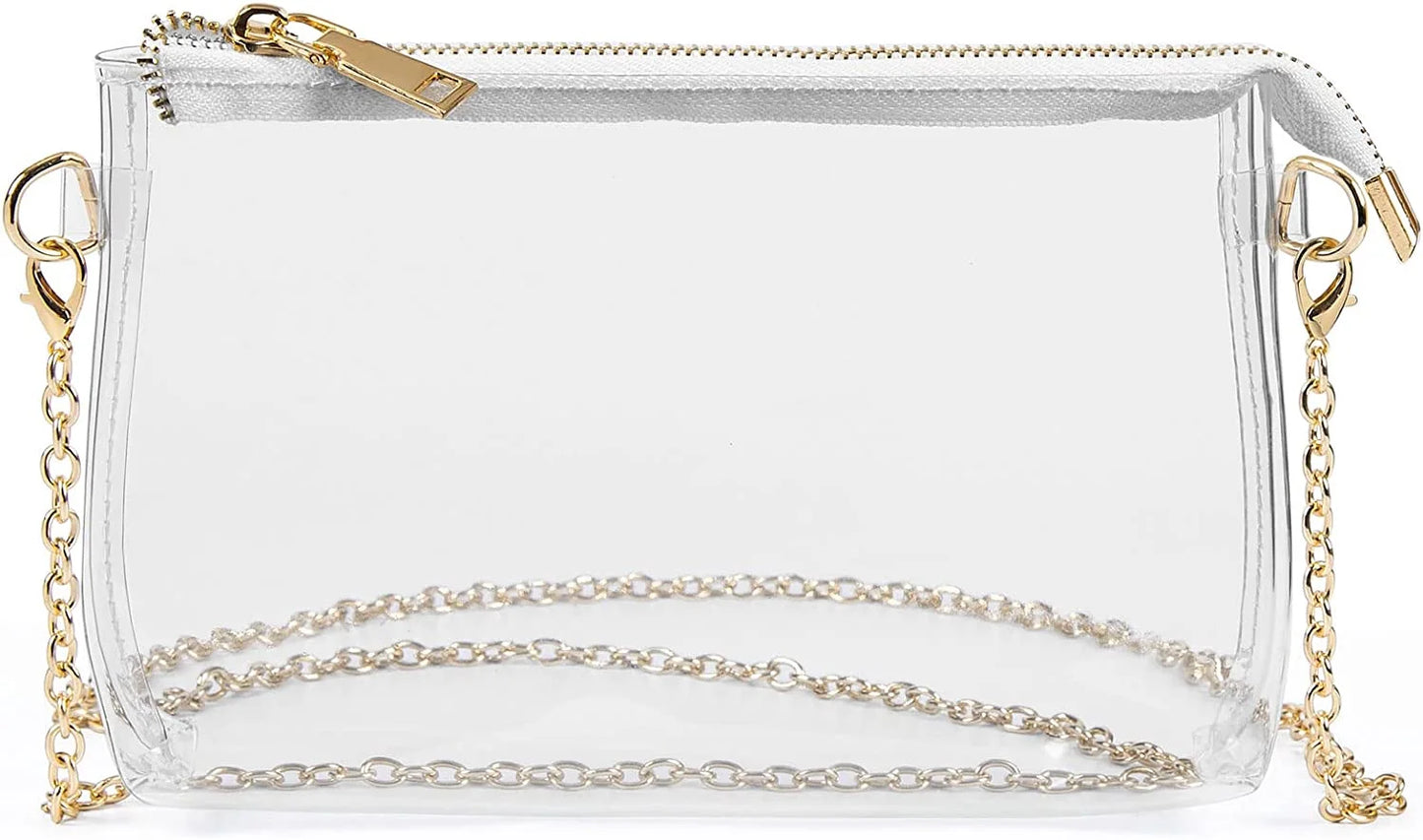 Women'S Crossbody Stadium Bag with Zipper Closure, Clear