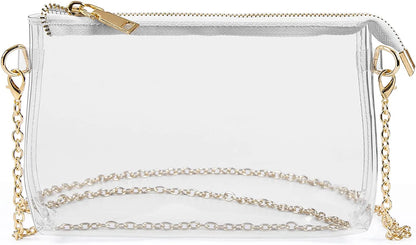 Women'S Crossbody Stadium Bag with Zipper Closure, Clear