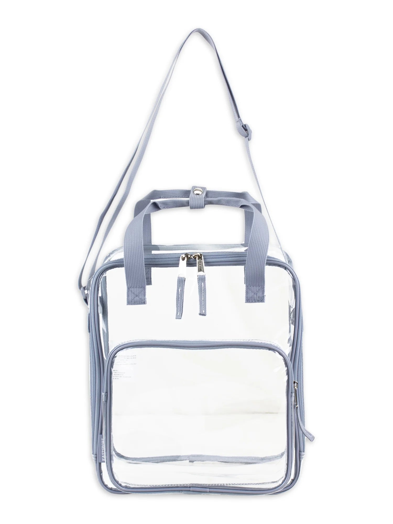 Unisex Clear Double Handle Stadium Approved Tote, Grey Trim