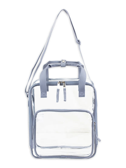 Unisex Clear Double Handle Stadium Approved Tote, Grey Trim