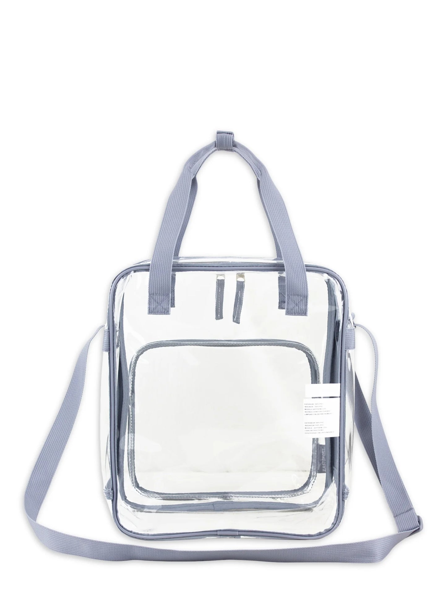 Unisex Clear Double Handle Stadium Approved Tote, Grey Trim