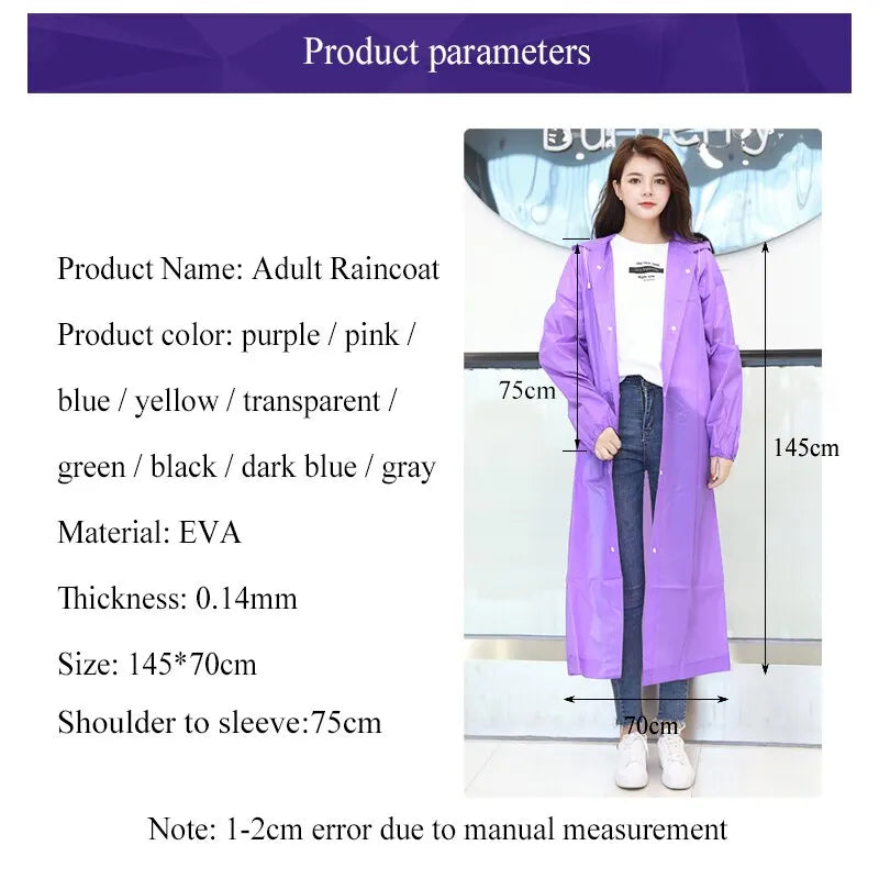 1Pc Hooded Rain Coat Women Men Impermeable Thickened Waterproof Tourism Outdoor Hiking Rain Poncho Outdoor Products
