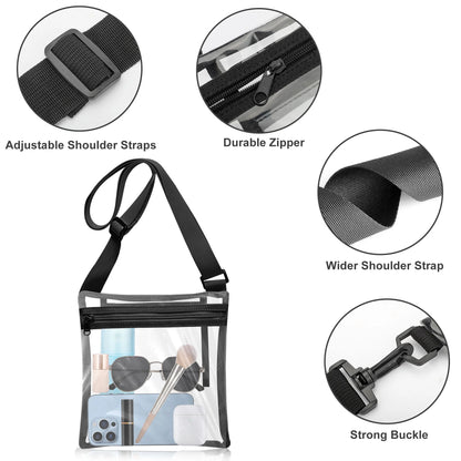 Stadium Approved Clear Bag, Waterproof Clear Crossbody Bag with Adjustable Strap for Concerts