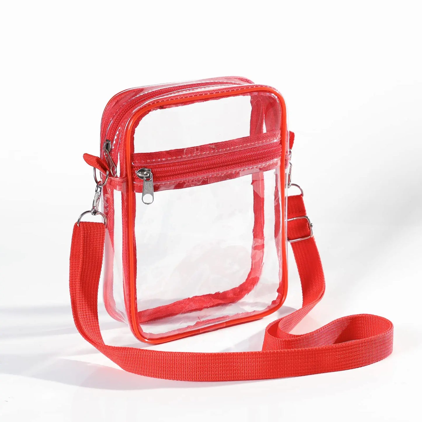 Women Clear Shoulder Bag Stadium Approved PVC Concert Transparent Purse Simple Crossbody Bag with Front Pocket Casual Handbag