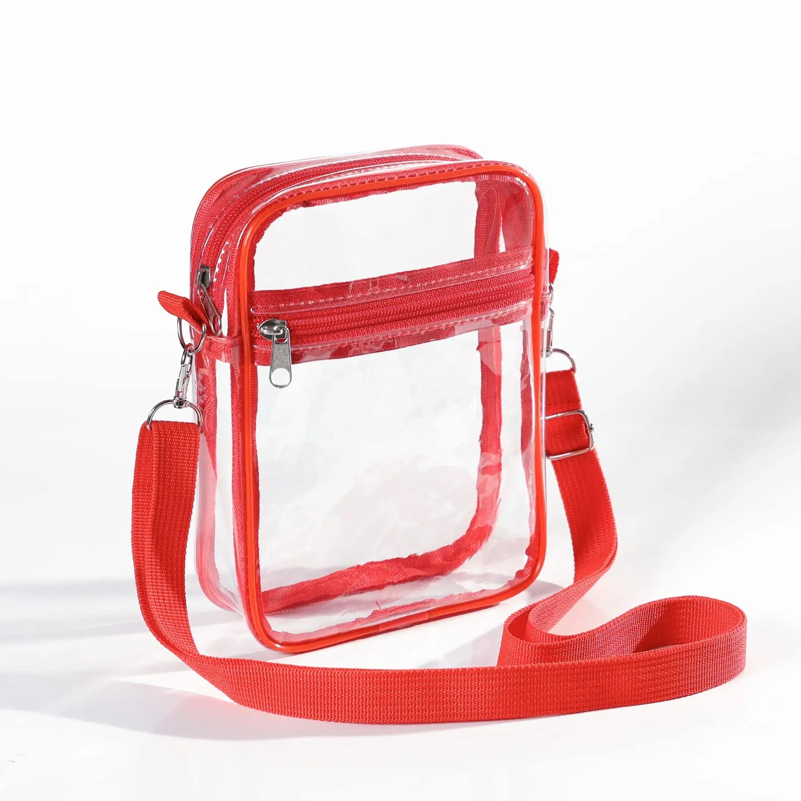 Women Clear Shoulder Bag Stadium Approved PVC Concert Transparent Purse Simple Crossbody Bag with Front Pocket Casual Handbag
