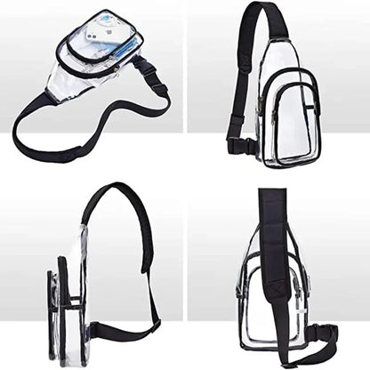Casual Clear Chest Bag Women Men Waterproof Transparent PVC Crossbody Travel Pouch Outdoor Sports Phone Sling Shoulder Bag