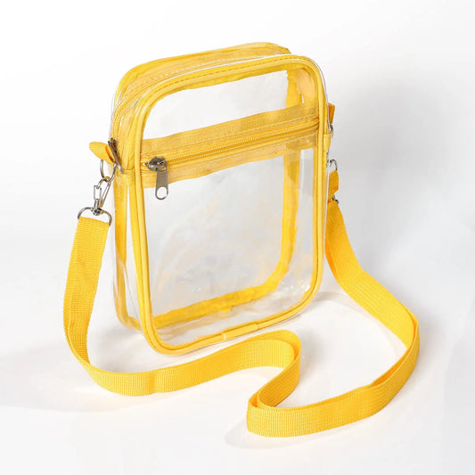 Women Clear Shoulder Bag Stadium Approved PVC Concert Transparent Purse Simple Crossbody Bag with Front Pocket Casual Handbag