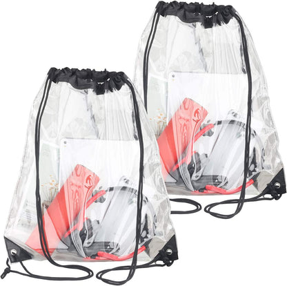 2 Pieces Clear Drawstring Bags, Waterproof Small Clear Bag for Stadium Colleges