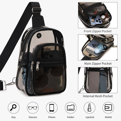 Clear Bag for Stadium Events, Clear Backpack Purse for Women Waterproof TPU Cros